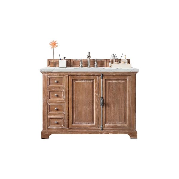 James Martin Vanities Providence 48.0 in. W x 23.5 in. D x 34.3 in. H Bathroom Vanity in Driftwood with Ethereal Noctis Quartz Top