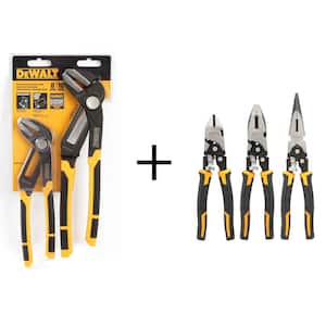 Straight Jaw Push Lock Pliers Set (2-Piece) and Compound Plier Set (3-Pack)