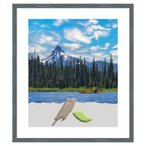 Dixie Blue Grey Rustic Narrow Wood Picture Frame Opening Size 20 x 24 in. Matted To 16 x 20 in.