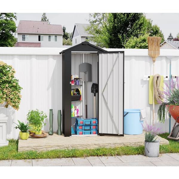 Unbranded - 1.41 ft. W x 2.46 ft. D x 5.80 ft. High Quality Galvanized Metal Shed with Solid Lock System in Black (14 sq. ft.)