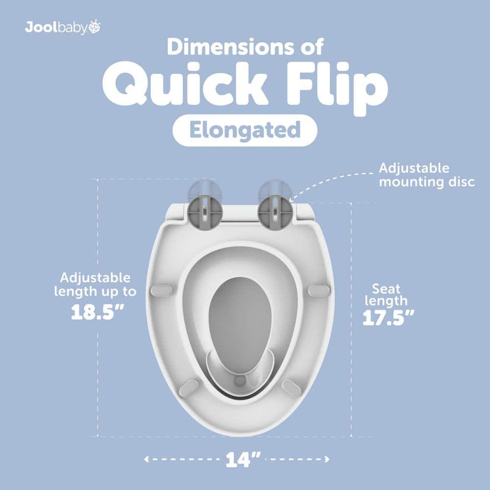 White Elongated Toilet Seat with Built-In Potty Training Seat