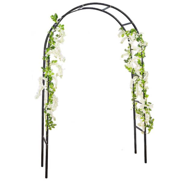 Metal Garden Arch for Weddings, Events, and Climbing Plants, Black, 1-Pack