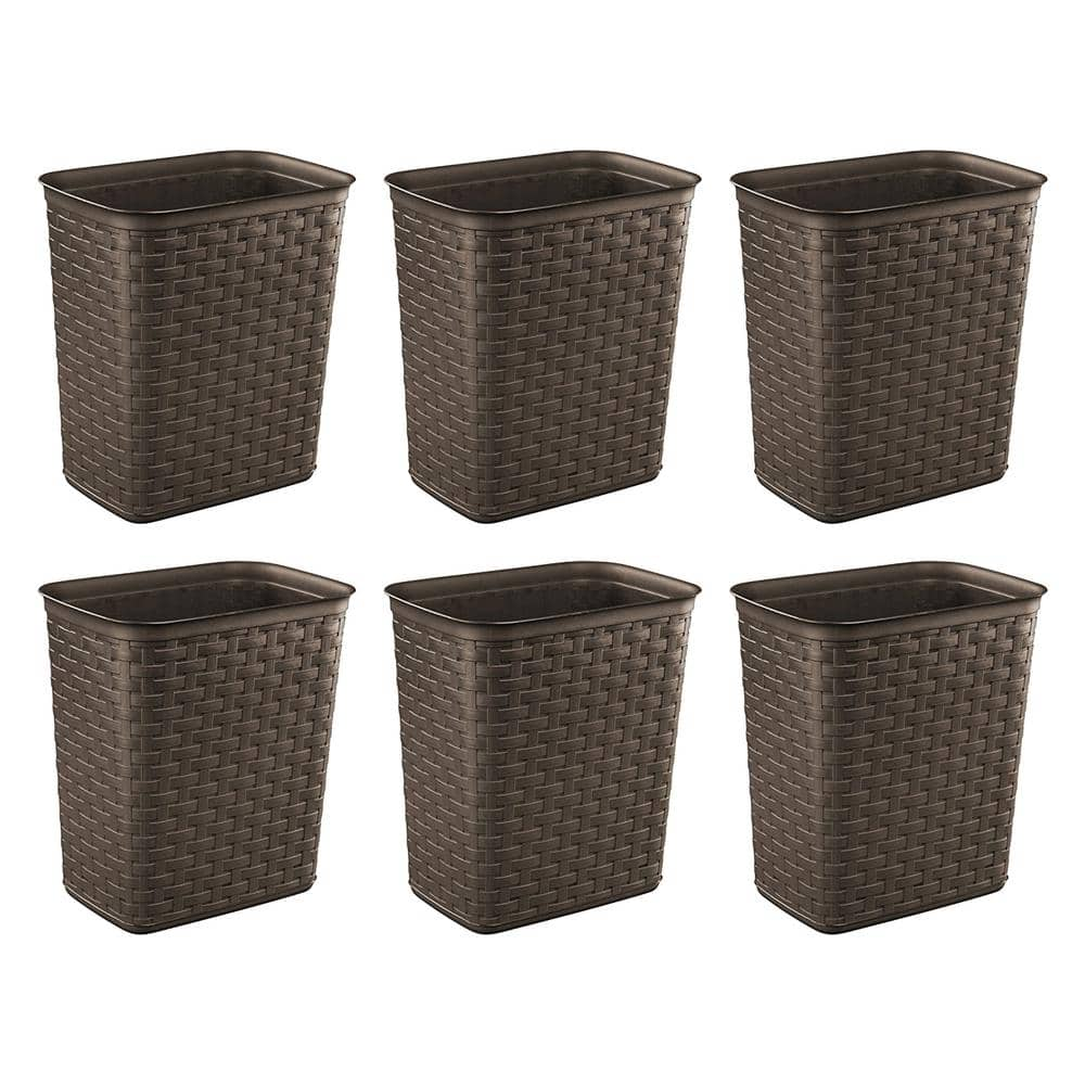 UPC 193802122121 product image for Weave 3.4 Gal. Plastic Home/Office Wastebasket Trash Can (6-Pack) | upcitemdb.com