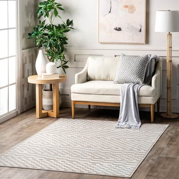 Kallie Washable Tiled Beige 12 ft. x 15 ft. Indoor Area Rug