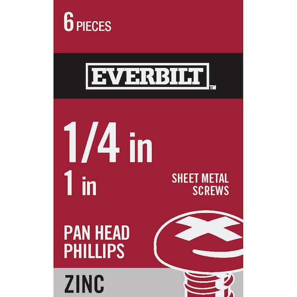 Everbilt #14 x 1 in. Phillips Pan Head Zinc Plated Sheet Metal Screw (6-Pack)