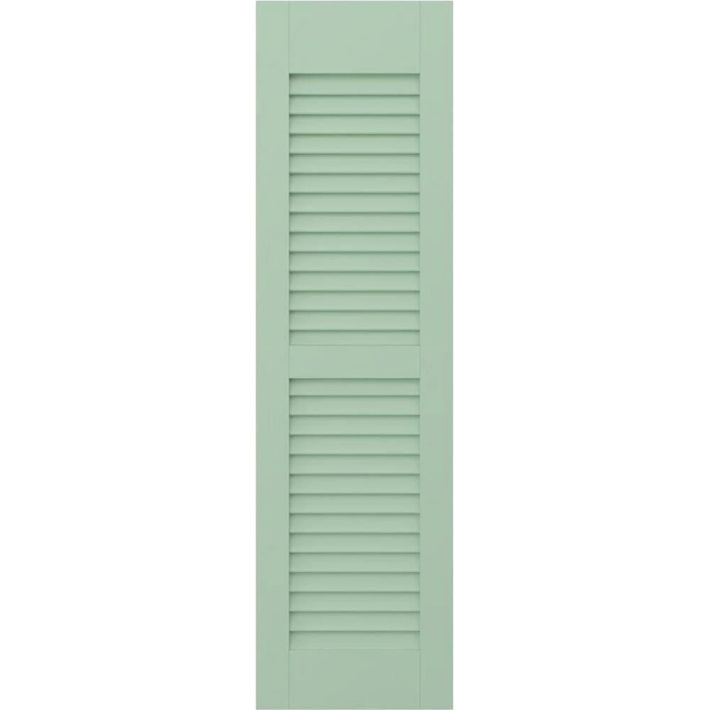 15 in. W x 32 in. H Americraft 2 Equal Louver Exterior Real Wood Shutters Pair in Seaglass price history on PriceWatchPro