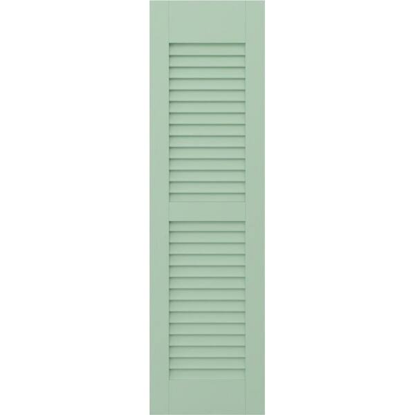 Ekena Millwork 15 in. W x 41 in. H Americraft 2 Equal Louver Exterior Real Wood Shutters Pair in Seaglass
