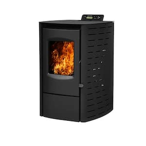 20 in. x 28.50 in. Large Area Wood Pellet Stove Electric Fireplace Heater with Smart Controller Black