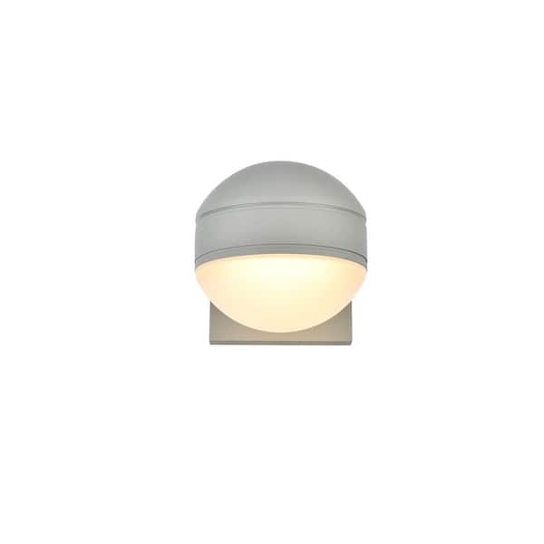 Unbranded Timeless Home 1-Light Round Silver LED Outdoor Wall Sconce