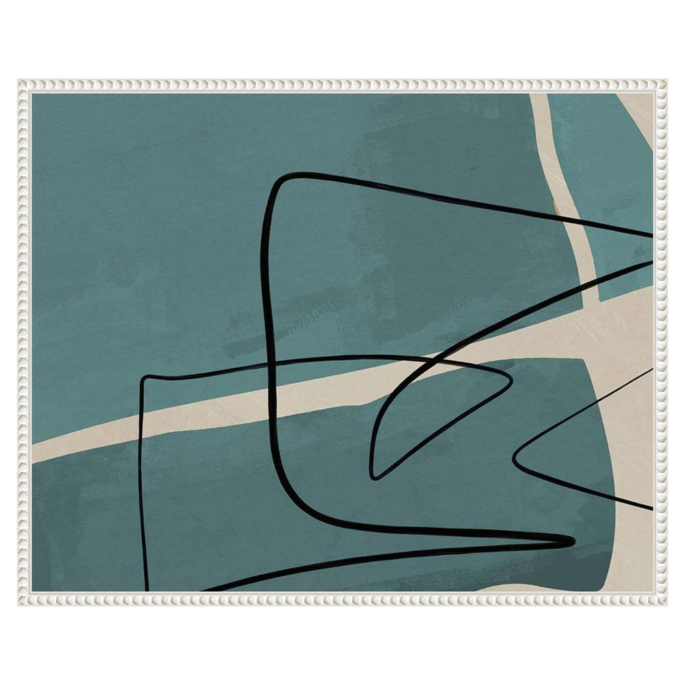 Teal and Black Abstract Beaded Framed Canvas Wall Art