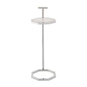 Ash 8.25 in. Nickel Octagon Marble Accent Table