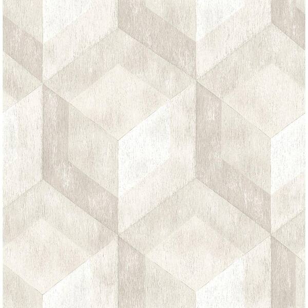 Brewster Rustic Wood Tile Cream Geometric Cream Wallpaper Sample