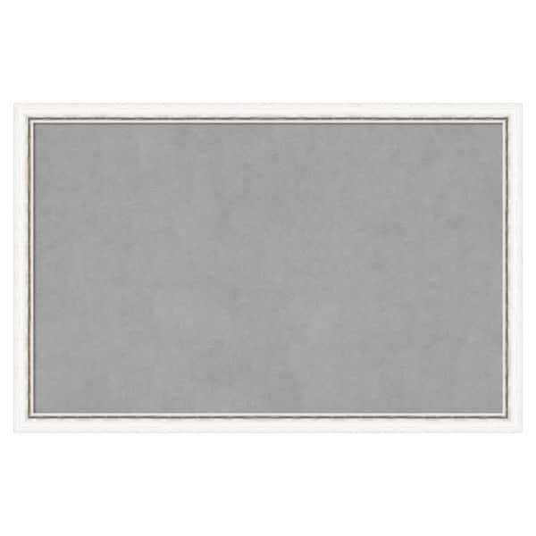 Amanti Art Morgan White Silver 34 in. x 22 in Framed Magnetic Board