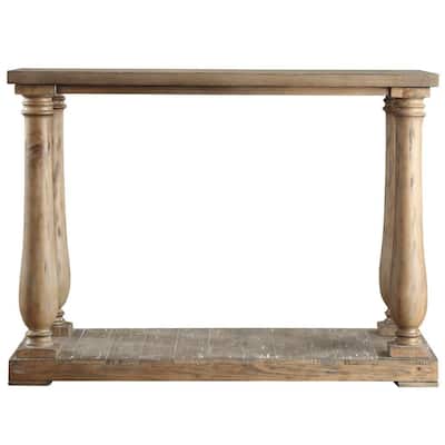 Malvern 50 in. Distressed Pine Standard Rectangle Wood Console Table with Storage