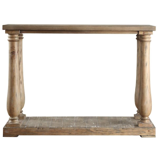 HomeSullivan Malvern 50 in. Distressed Pine Standard Rectangle Wood Console Table with Storage