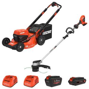 eFORCE 56-Volt Cordless Battery Lawn Mower and String Trimmer Combo Kit with 2 Batteries and 2 Chargers 2-Tool