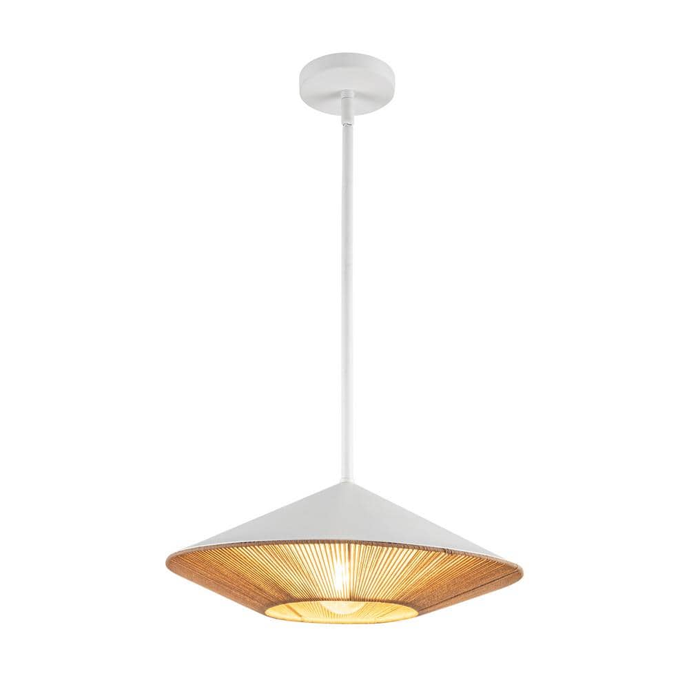 Daphne 15 in. 1 Light 60-Watt White/Brown Cotton Rope Pendant Light price history on PriceWatchPro