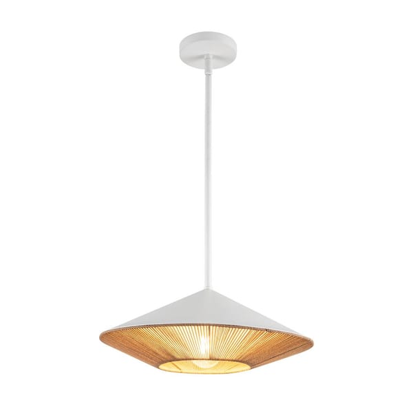 ALORA MOOD Daphne 15 in. 1 Light 60-Watt White/Brown Cotton Rope Pendant Light