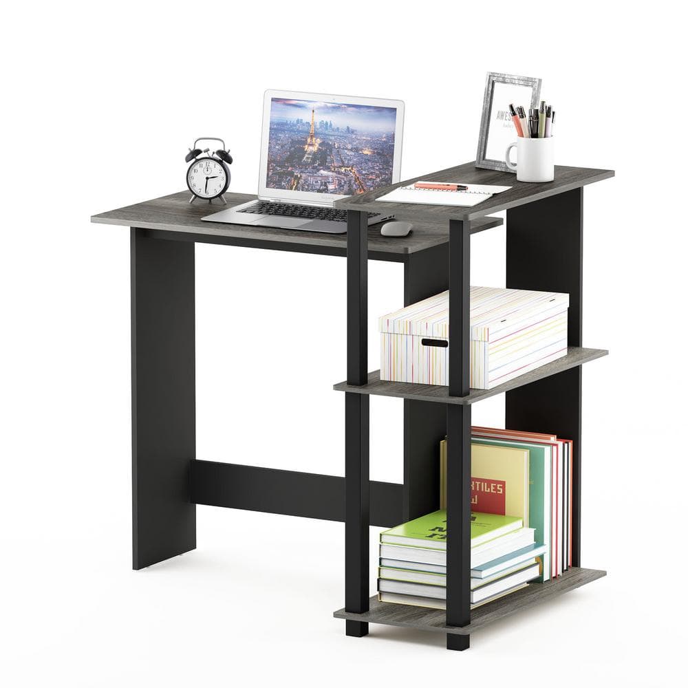 Abbott French Oak Grey Corner Computer Desk with Bookshelf