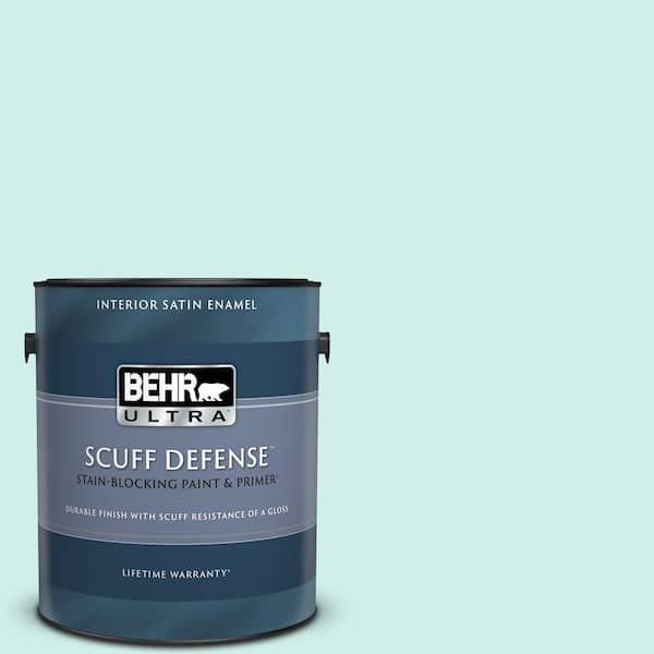 BEHR ULTRA 1 gal. #490A-1 Teal Ice Extra Durable Satin Enamel Interior Paint & Primer