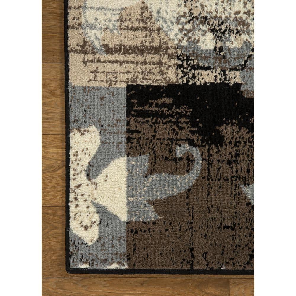 Beige Floral Patchwork 8' x 10' Synthetic Area Rug