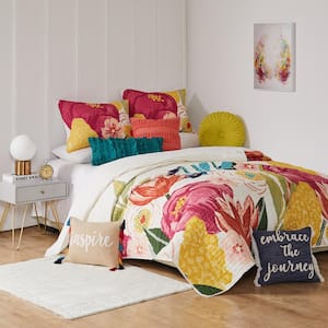 Grandiflora 2-Piece Multi-Color Large Floral Cotton Twin/Twin XL Quilt Set