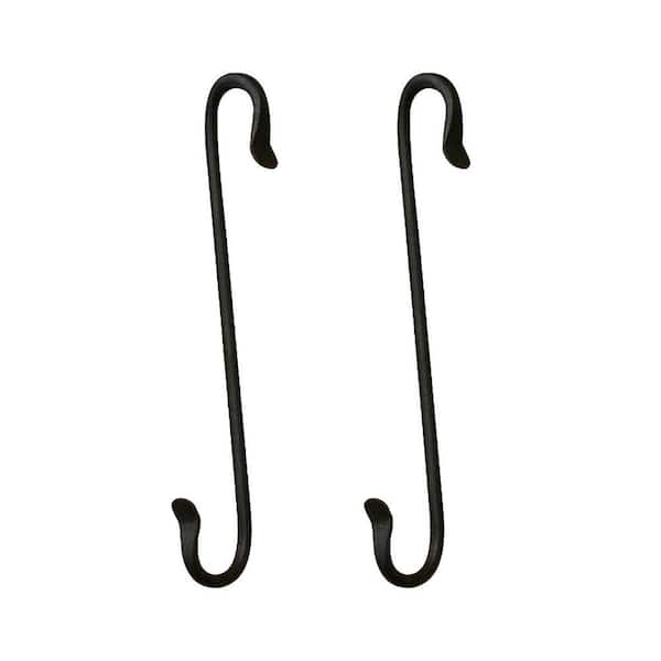 ACHLA DESIGNS 8 in. Tall Black Powder Coat Metal Multi-Use Double Ended Brackets with S-Hooks (Set of 2)