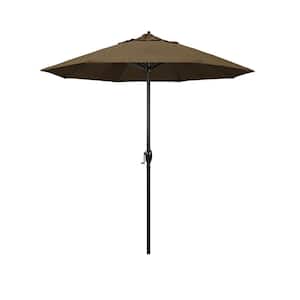 7.5 ft. Black Aluminum Market Patio Umbrella Auto Tilt in Linen Sesame Sunbrella