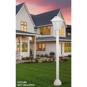 6 ft. White Outdoor Lamp Post with Convenience Outlet and Dusk to Dawn Photo Sensor fits 3 in. Post Top
