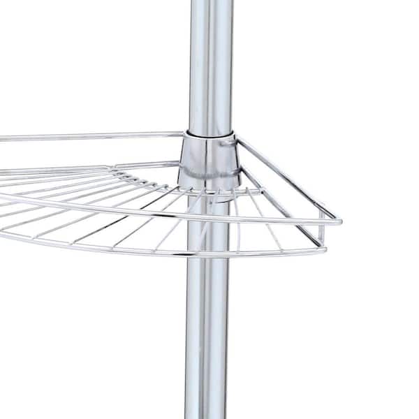 Zenna Home Tension Pole Rust Resistant Corner Shower Caddy in Satin Chrome  2140ALK - The Home Depot
