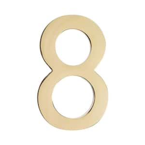4 In. Polished Brass Floating House Number 8