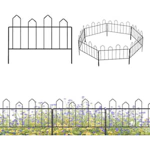 10 ft. L x 13 in. H Black Metal 7 Panels Decorative Garden Fence No Dig Garden Fencing Border