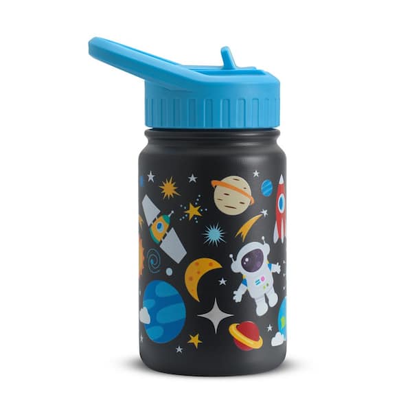JoyJolt Kids 12-Ounce Stainless Steel Vacuum Insulated Bottle, Space, Set of 1