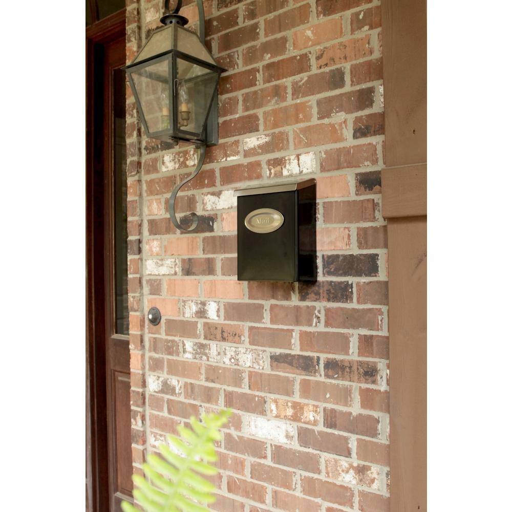 Medium Black and Brass Steel Locking Wall Mount Mailbox