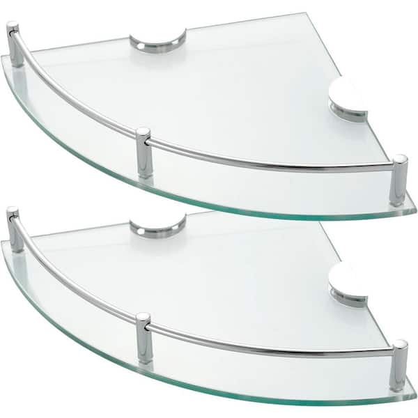Crowye 2 Pack Glass Corner Shower Shelves 2 Tier Shelves