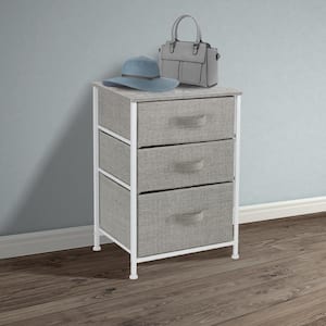 3-Drawer Gray Nightstand 24.62 in. H x 16.5 in. W x 24.62 in. D