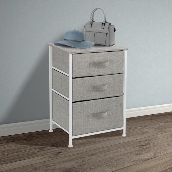Sorbus 3-Drawer Gray Nightstand 24.62 in. H x 16.5 in. W x 24.62 in. D