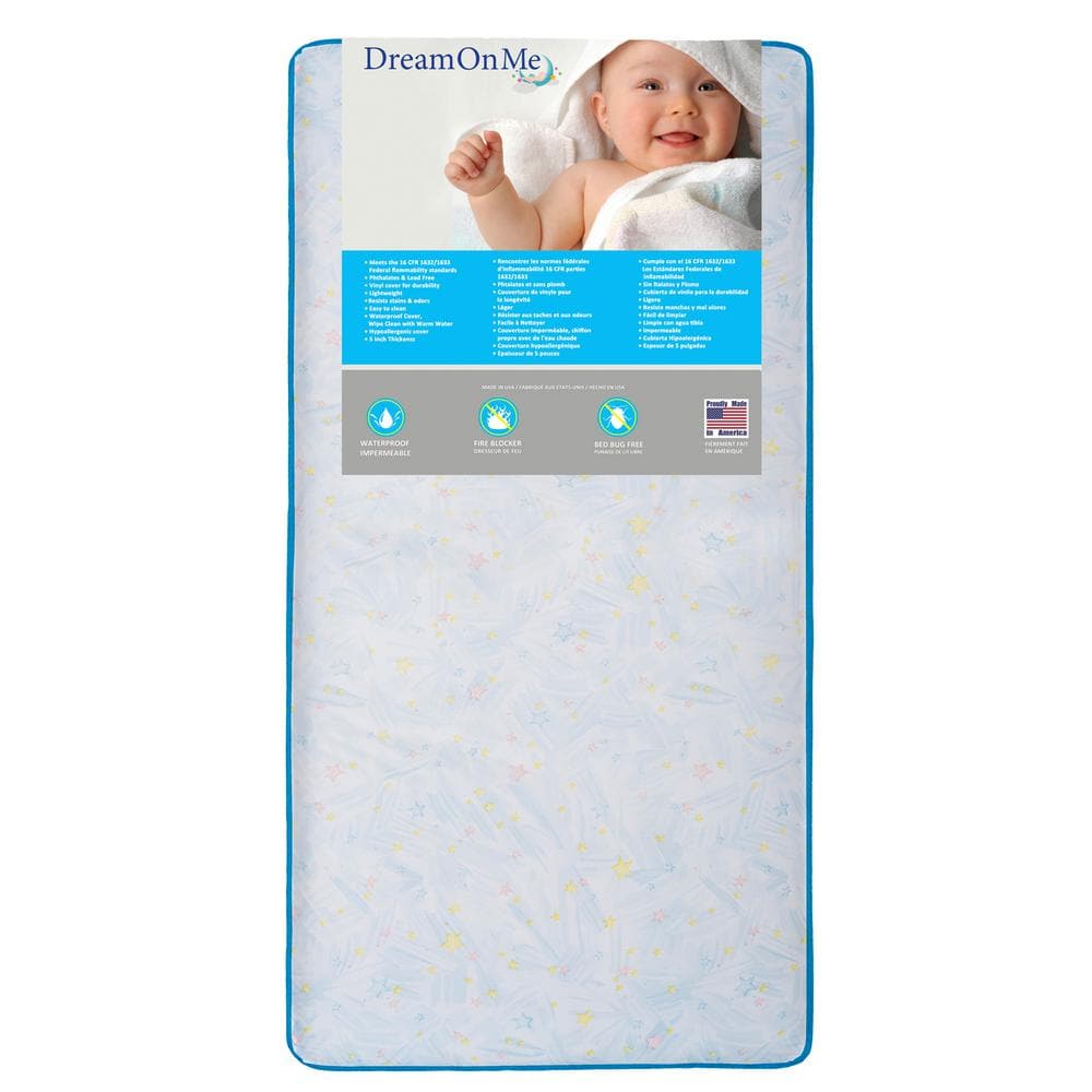 Dream On Me Twinkle Stars Blue Crib and Toddler 117 Coil Mattress 152 ...