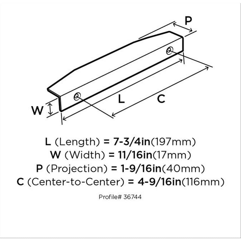 Polished Nickel Modern Cabinet Edge Pull with Mounting Hardware