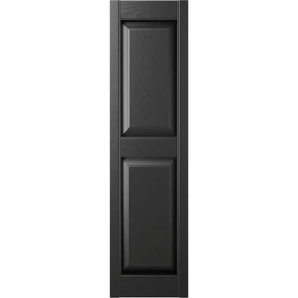 Builders Edge - 14.75 in. x 59 in. Raised Panel Vinyl Exterior Shutters Pair in Black