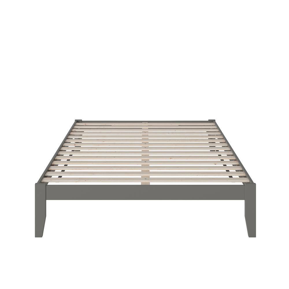 Colorado Queen Gray Upholstered Wood Platform Bed with Slats