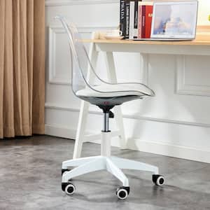 Modern 360 ° Rotating Armless Engineering Task Computer Office Chair with Transparent Back in White