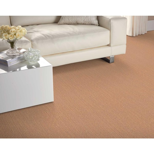 Modish Outlines Ember Orange 13.2 ft. 32.44 oz. Wool Loop Installed Carpet