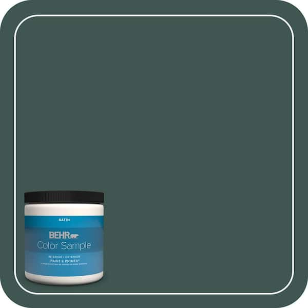 BEHR PREMIUM PLUS 8 oz. Home Decorators Collection #HDC-CL-21A Dark Everglade Satin Enamel Interior/Exterior Paint & Primer Color Sample