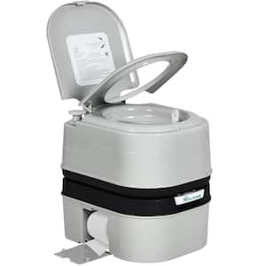 5.28 Gal. Gray Portable Toilet No Leakage Outdoor Camping Flush Toilet with Waste Tank