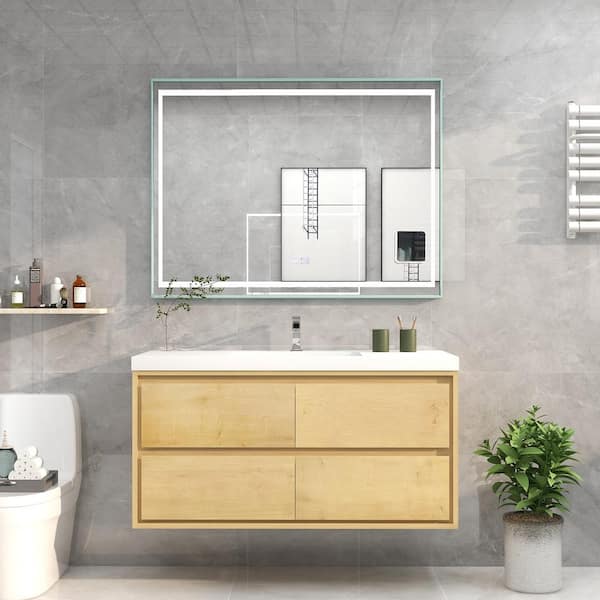 Moreno Bath Sage 48 in. W Vanity in Light Oak with Reinforced Acrylic Vanity Top in White with White Basin