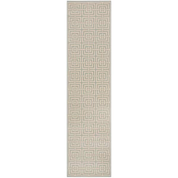 Linden Aqua/Cream 2 ft. x 8 ft. Geometric Interlaced Squares Runner Rug