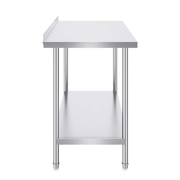 24 x 48 x 36 in. Stainless Steel Work Table, Heavy Duty Commercial Kitchen Prep Table Adjustable Height Worktable
