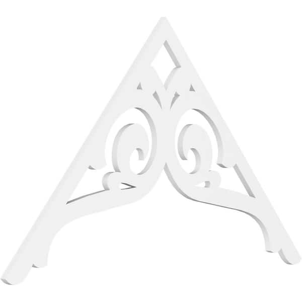 Ekena Millwork Pitch Bordeaux 1 in. x 60 in. x 37.5 in. (14/12) Architectural Grade PVC Gable Pediment Moulding