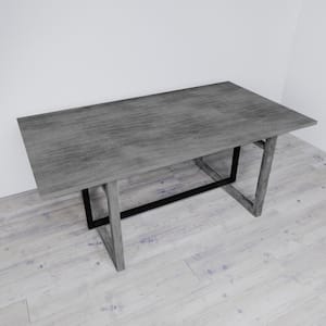 St Tropez Gray and Black Mango Wood 72 in. Trestle Dining Table Seats 6